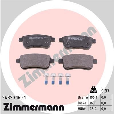 Комплект тормозных колодок, дисковый тормоз ZIMMERMANN 248201601