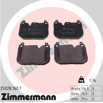 Комплект тормозных колодок, дисковый тормоз ZIMMERMANN 250281601