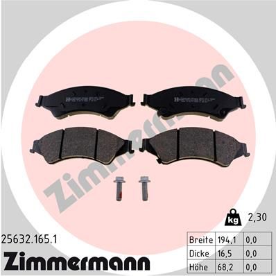 Комплект тормозных колодок, дисковый тормоз ZIMMERMANN 256321651