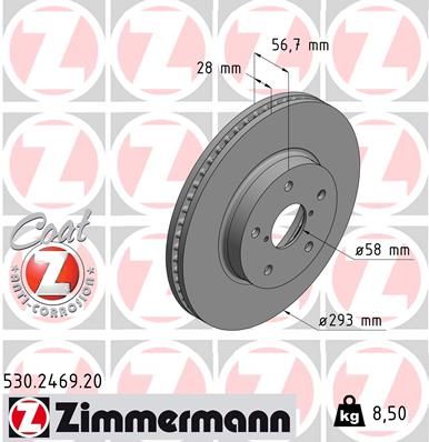 Тормозной диск ZIMMERMANN 530246920