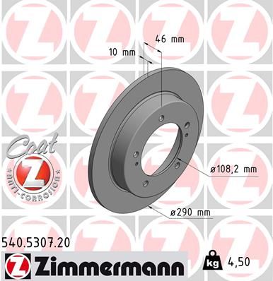 Тормозной диск ZIMMERMANN 540530720