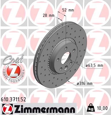 Тормозной диск ZIMMERMANN 610371152