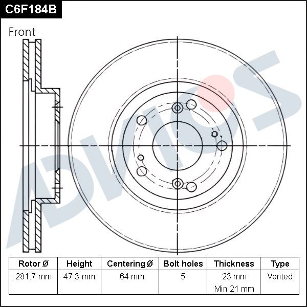 Тормозной диск ADVICS C6F184B