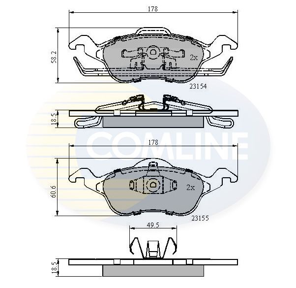 Комплект тормозных колодок, дисковый тормоз COMLINE CBP0490