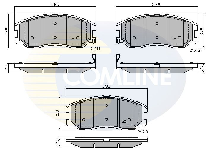 Комплект тормозных колодок, дисковый тормоз COMLINE CBP31582