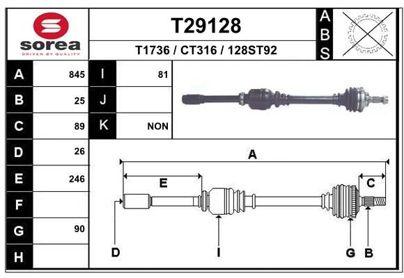 Приводной вал EAI T29128