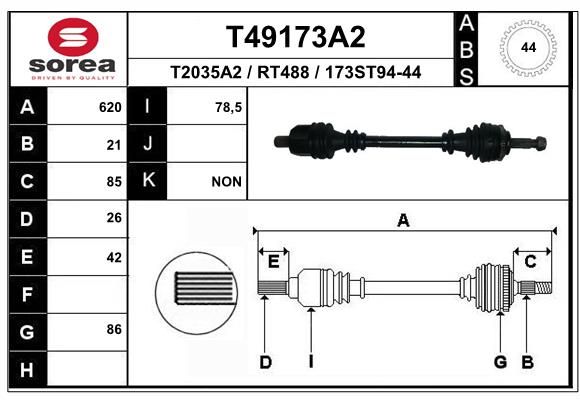 Приводной вал EAI T49173A2