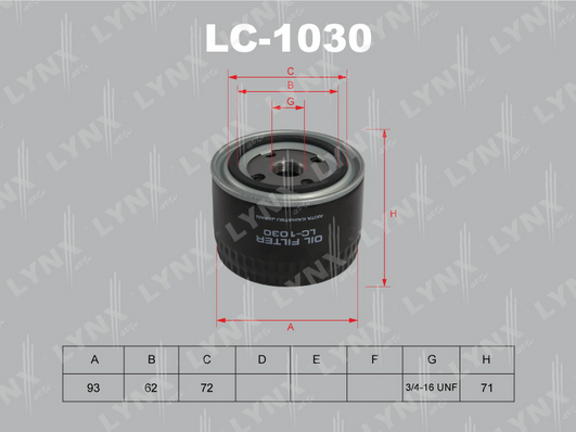 Масляный фильтр LYNX LC1030