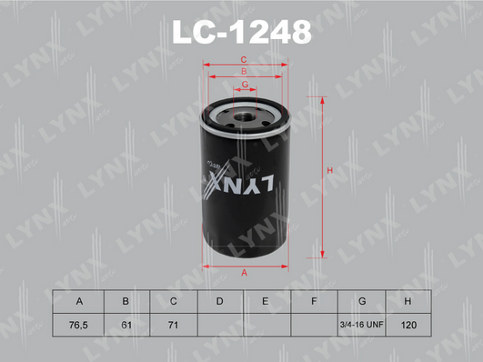 Масляный фильтр LYNX LC1248