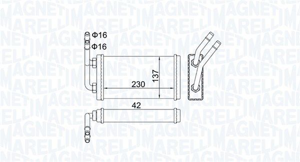 Теплообменник, отопление салона MAGNETI MARELLI 350218406000