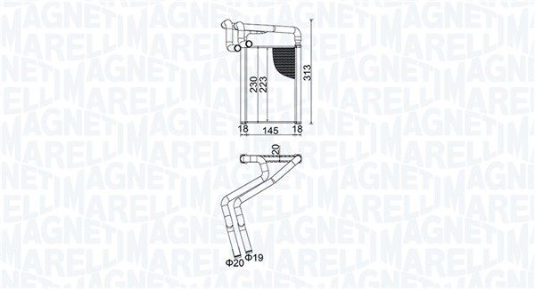 Теплообменник, отопление салона MAGNETI MARELLI 350218488000