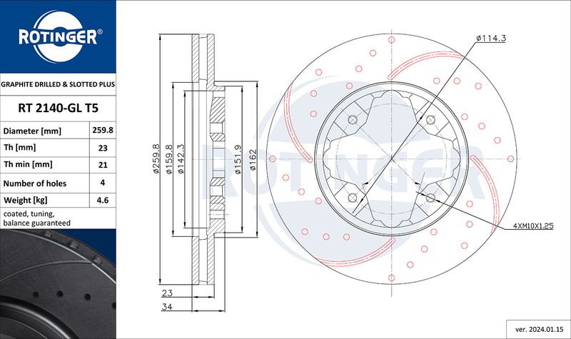 Тормозной диск ROTINGER RT2140GLT5