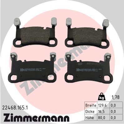 Комплект тормозных колодок, дисковый тормоз ZIMMERMANN 224681651
