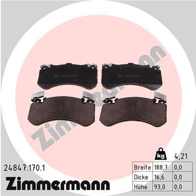 Комплект тормозных колодок, дисковый тормоз ZIMMERMANN 248471701