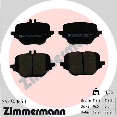 Комплект тормозных колодок, дисковый тормоз ZIMMERMANN 263741651