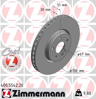 Тормозной диск ZIMMERMANN 400554220