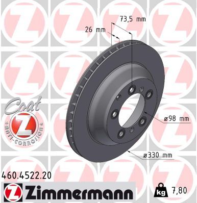 Тормозной диск ZIMMERMANN 460452220