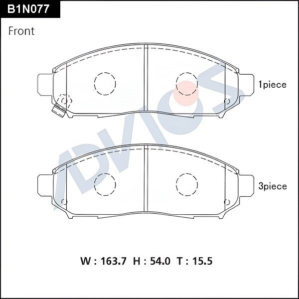 Комплект тормозных колодок, дисковый тормоз ADVICS B1N077