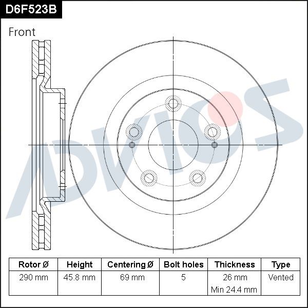 Тормозной диск ADVICS D6F523B