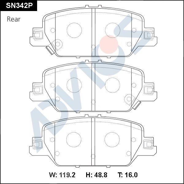 Комплект тормозных колодок, дисковый тормоз ADVICS SN342P