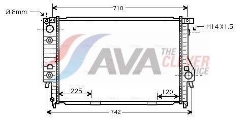 Радиатор, охлаждение двигателя AVA BW2145