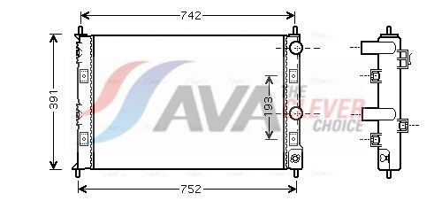 Радиатор, охлаждение двигателя AVA CRA2076