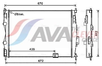 Радиатор, охлаждение двигателя AVA DN2414