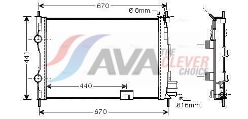 Радиатор, охлаждение двигателя AVA DNA2287
