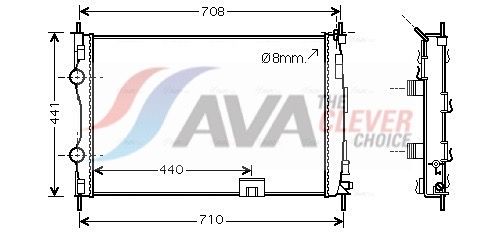 Радиатор, охлаждение двигателя AVA DNA2288