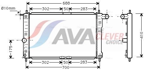 Радиатор, охлаждение двигателя AVA DWA2014