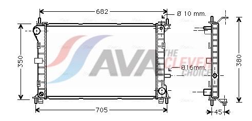 Радиатор, охлаждение двигателя AVA FD2265