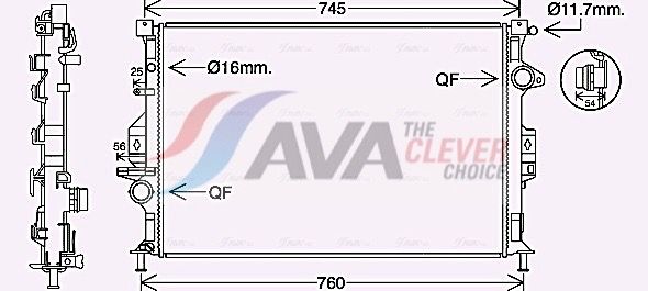 Радиатор, охлаждение двигателя AVA FD2639