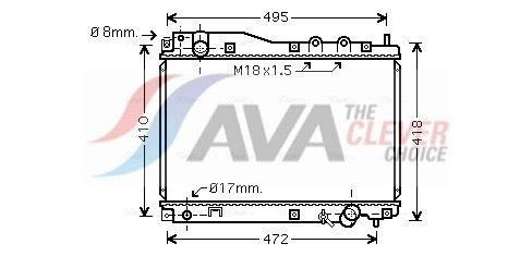 Радиатор, охлаждение двигателя AVA HD2204