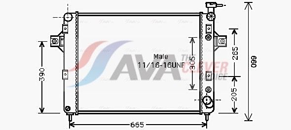 Радиатор, охлаждение двигателя AVA JE2044