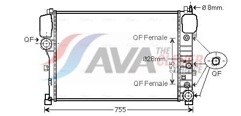 Радиатор, охлаждение двигателя AVA MS2447