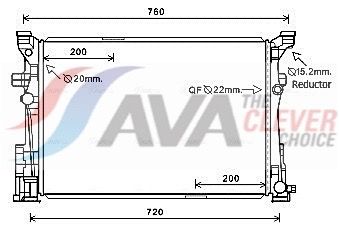 Радиатор, охлаждение двигателя AVA MS2653