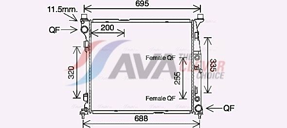 Радиатор, охлаждение двигателя AVA MS2694