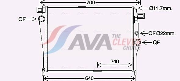 Радиатор, охлаждение двигателя AVA MS2703