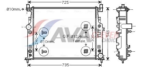 Радиатор, охлаждение двигателя AVA MSA2436