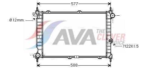 Радиатор, охлаждение двигателя AVA OL2207