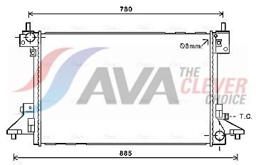 Радиатор, охлаждение двигателя AVA OL2601