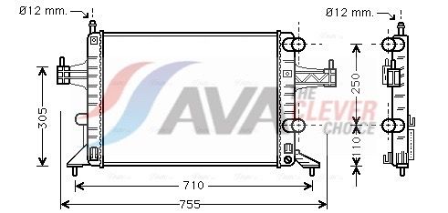 Радиатор, охлаждение двигателя AVA OLA2303