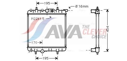Радиатор, охлаждение двигателя AVA PE2243