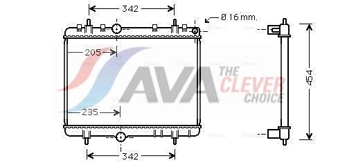 Радиатор, охлаждение двигателя AVA PE2267