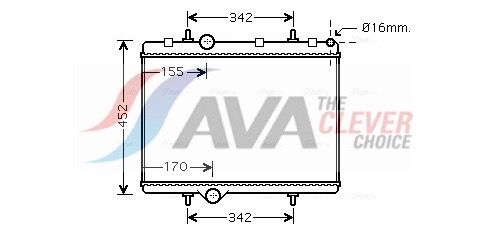 Радиатор, охлаждение двигателя AVA PE2281