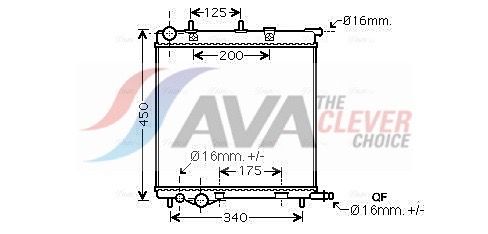 Радиатор, охлаждение двигателя AVA PE2368