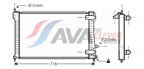 Радиатор, охлаждение двигателя AVA PEA2196
