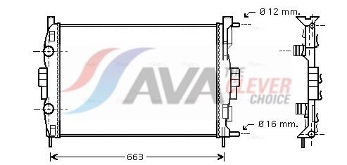 Радиатор, охлаждение двигателя AVA RT2307