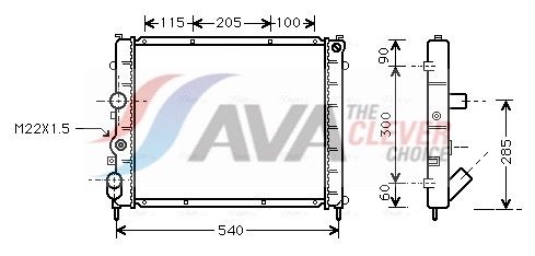 Радиатор, охлаждение двигателя AVA RTA2215