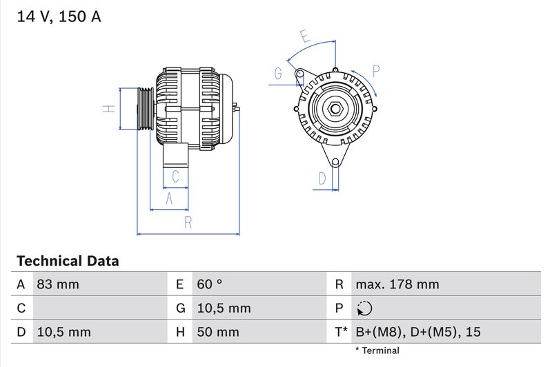 Генератор BOSCH 0986041550